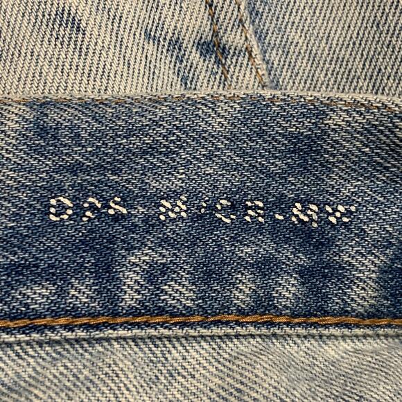 SAINT LAURENT Size 31 Blue Distressed Cotton Tapered Zip Fly Jeans - Picture 6 of 9